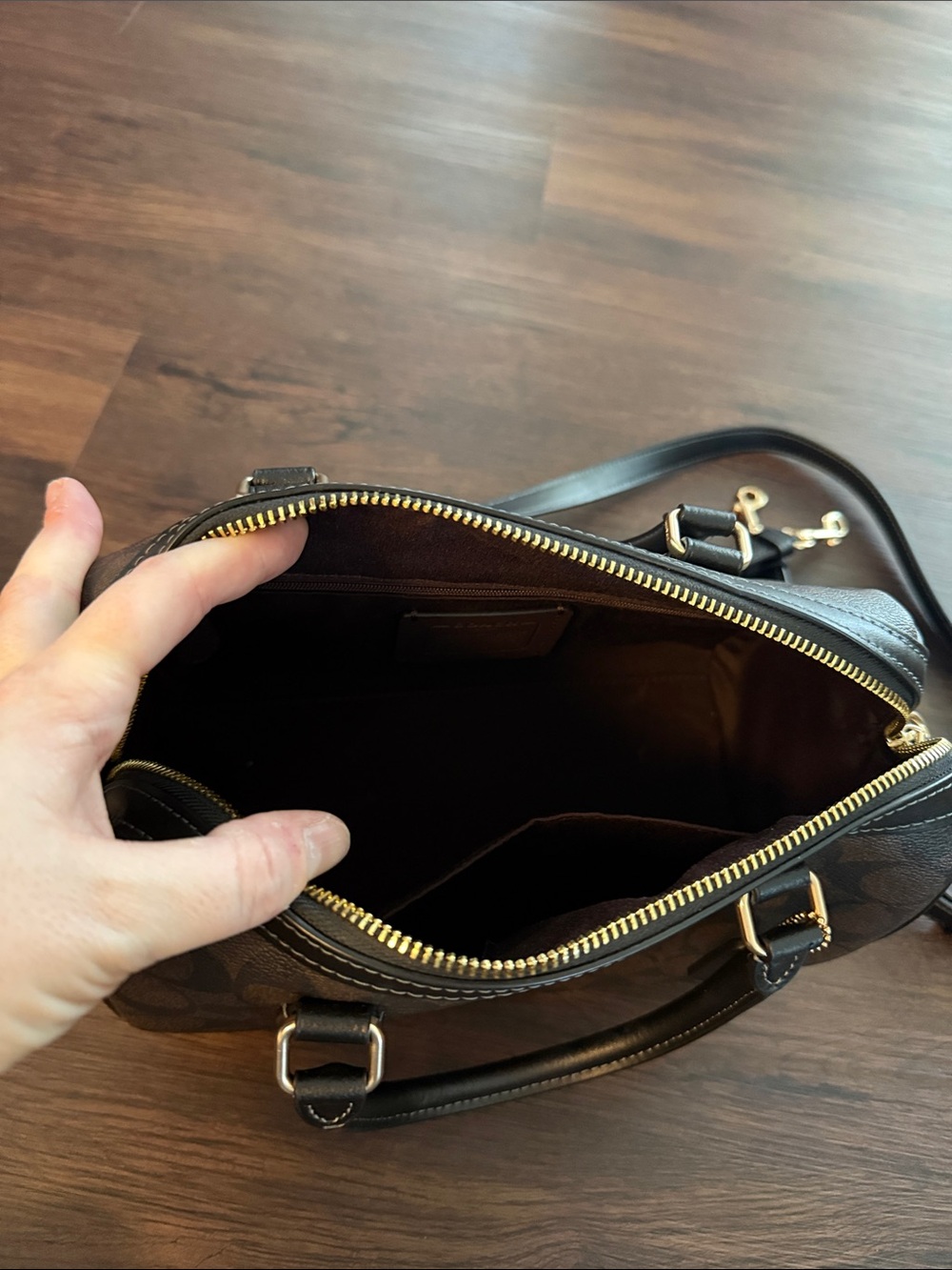 Coach Brown and Black Signature Rowen Satchel - Picture 5 of 5